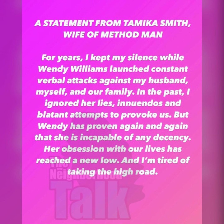 Method's wife blasts Wendy Williams 