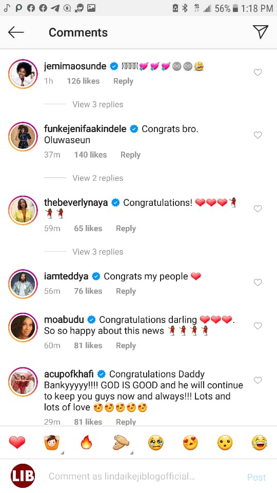 Ebuka, Toke Makinwa, Mo Abudu, others congratulate Banky W and Adesua Etomi on the birth of their first child