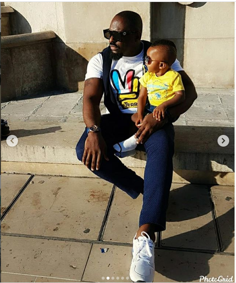 Actor, Jim Ijke visits the Eiffel Tower with his young son Harvis?(photos)