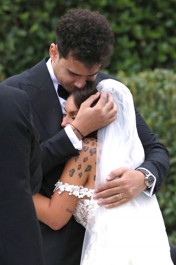 Heiress Elettra Lamborghini stuns in a sheer lace mermaid gown as she marries Dutch DJ Afrojack at a lavish villa in Italy (photos)