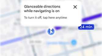 Google Maps on Pixel showing glanceable directions alert