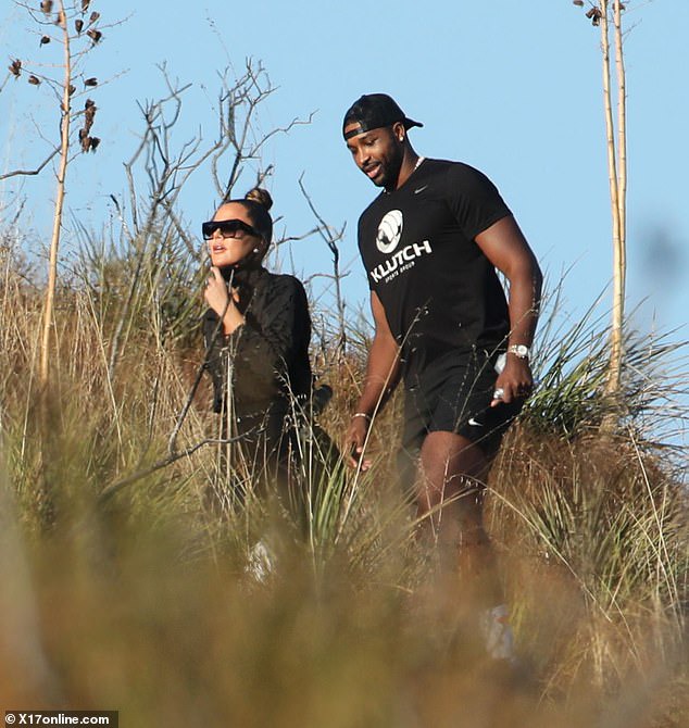 Khloe Kardashian and Tristan Thompson spotted looking "very happy" as they enjoy a hike together in Malibu hills (photos)