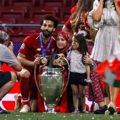 Salah's family with UCL trophy