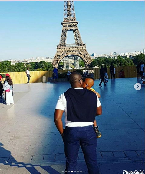 Actor, Jim Ijke visits the Eiffel Tower with his young son Harvis?(photos)