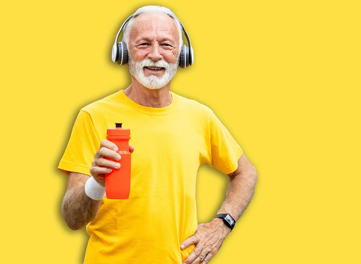 Portrait of healthy senior man running in retirement.