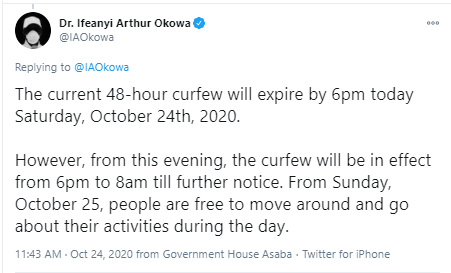 Governor Ifeanyi Okowa eases curfew in Delta state?