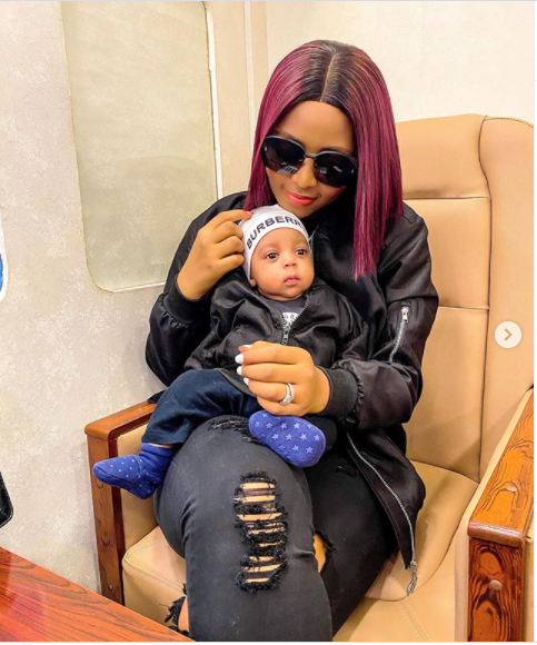 Regina Daniels twinning with her son Munir in new photos