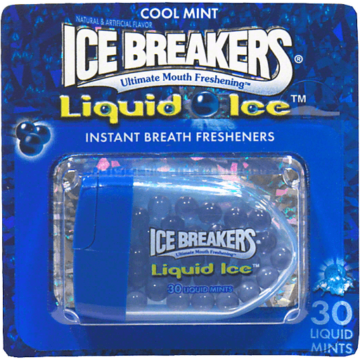 Cool Mint Ice Breakers Liquid Ice, 30 liquid mints for instant breath freshening.