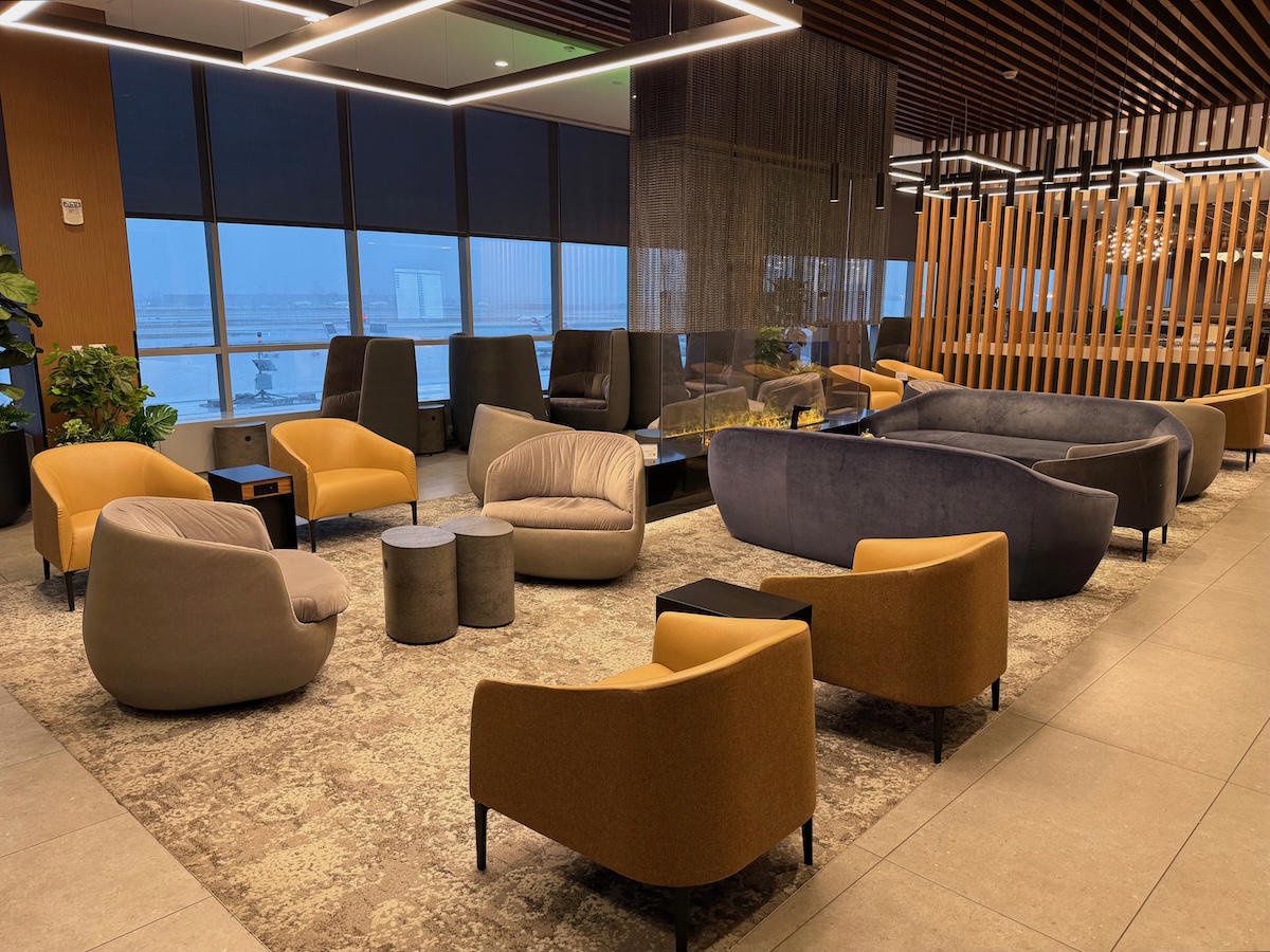 Seating area inside the American Airlines Flagship Lounge in Philadelphia