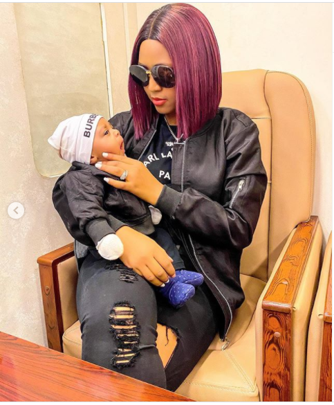 Regina Daniels twinning with her son Munir in new photos