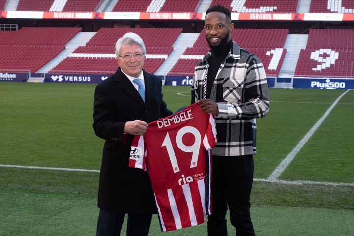Atletico Madrid unveils Moussa Dembele following his loan switch from Lyon; hand him Diego Costa