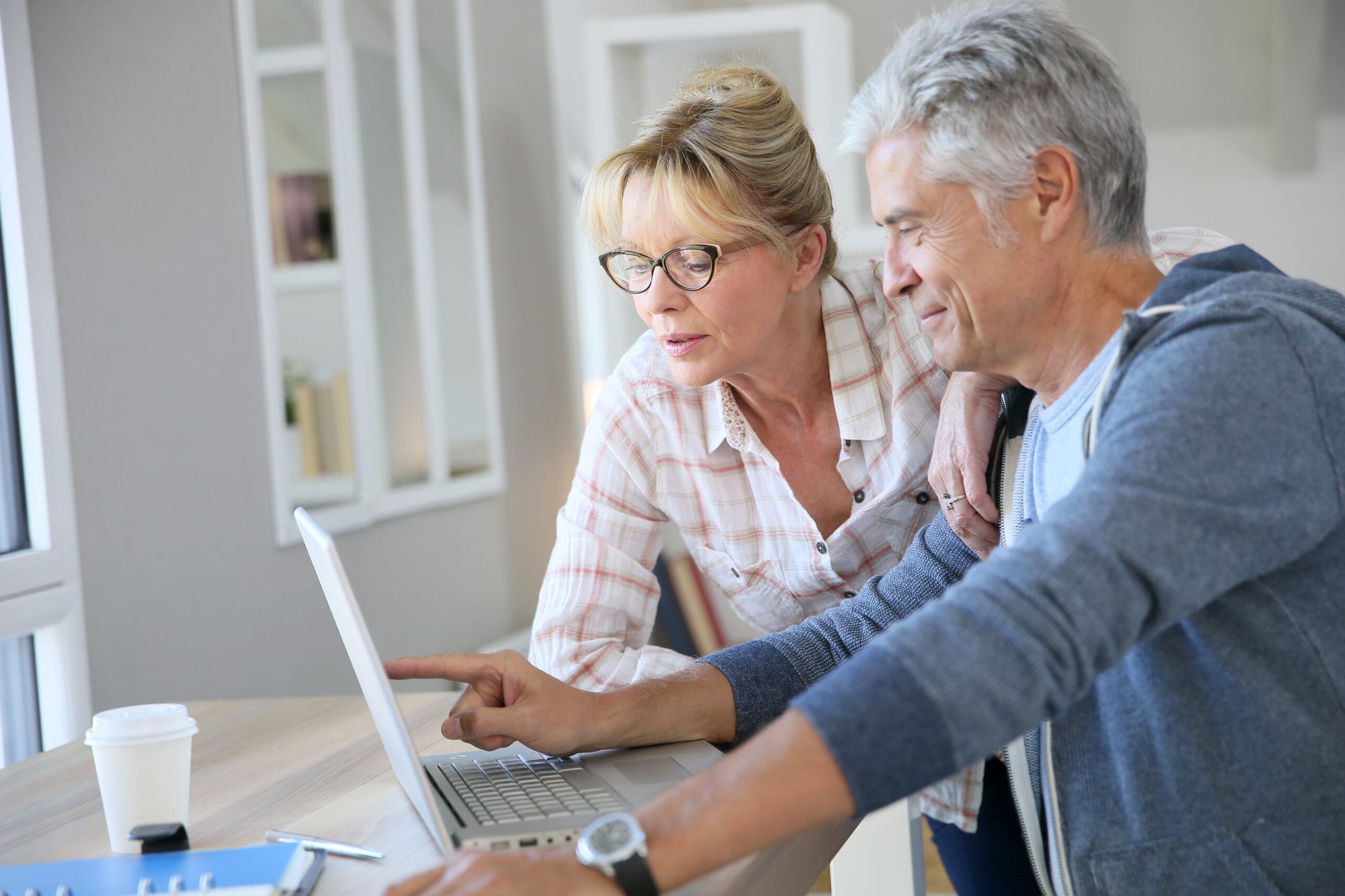 Senior couple doing taxes