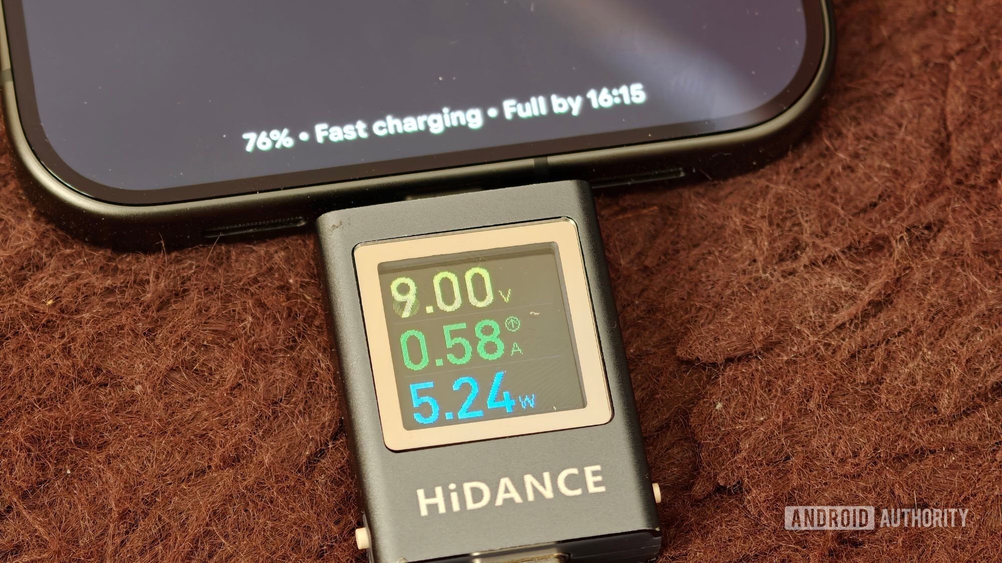 Decreased to 5W after the 76% charge