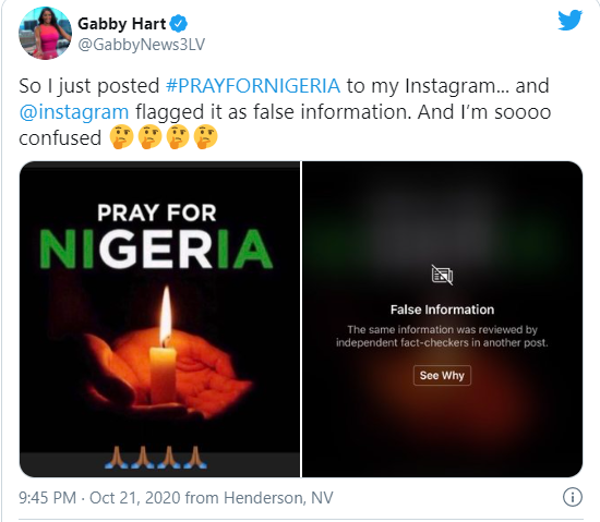?Instagram apologizes to Nigerians for incorrectly flagging down posts in support of #EndSARS campaign as 