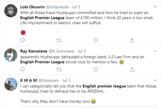 Football fans react after Hushpuppi was accused of conspiring to steal ?100 million from an English Premier League club