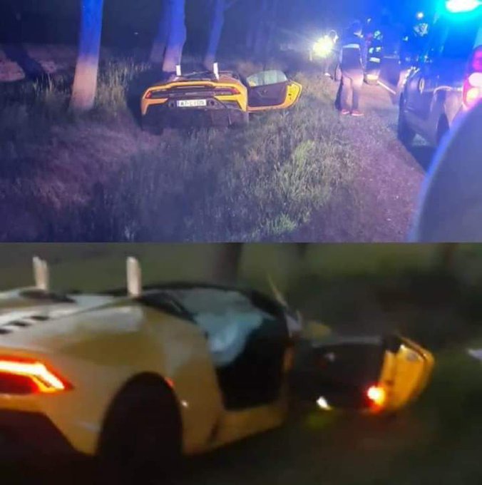 PSG goalkeeper, Marcin Bulka wrecks £200k rented Lamborghini in horror crash while on lockdown in Poland (Photos)