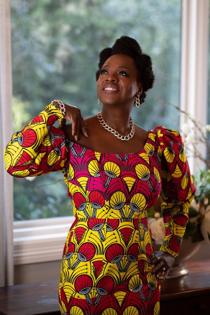 Actress Viola Davis makes a statement in stunning African print dress at 2021 Golden Globes (Photos)