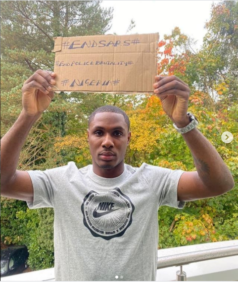 Manchester United striker, Odion Ighalo joins the #EndSARS campaign (Photos)