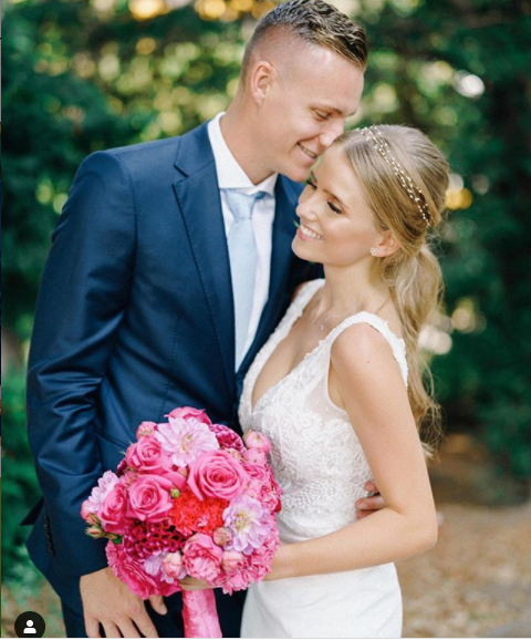 Arsenal goalkeeper, Bernd Leno marries long-term girlfriend Sophie Christin in Germany (photos)