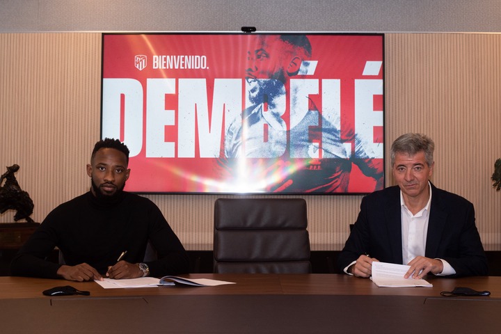 Atletico Madrid unveils Moussa Dembele following his loan switch from Lyon; hand him Diego Costa