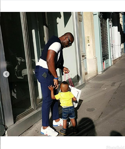 Actor, Jim Ijke visits the Eiffel Tower with his young son Harvis?(photos)