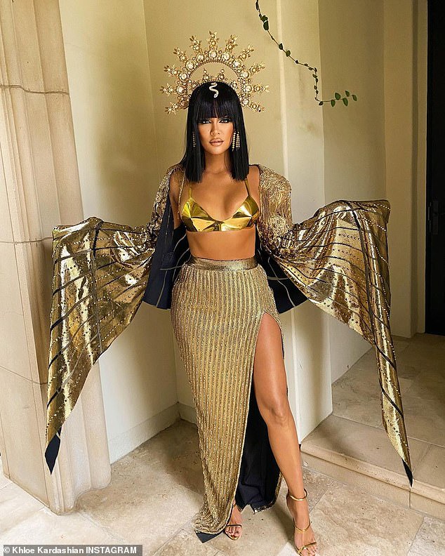 Khloe Kardashian and Tristan Thompson dress as Egyptian ruler Cleopatra and Roman General Mark Antony for Halloween (photos)