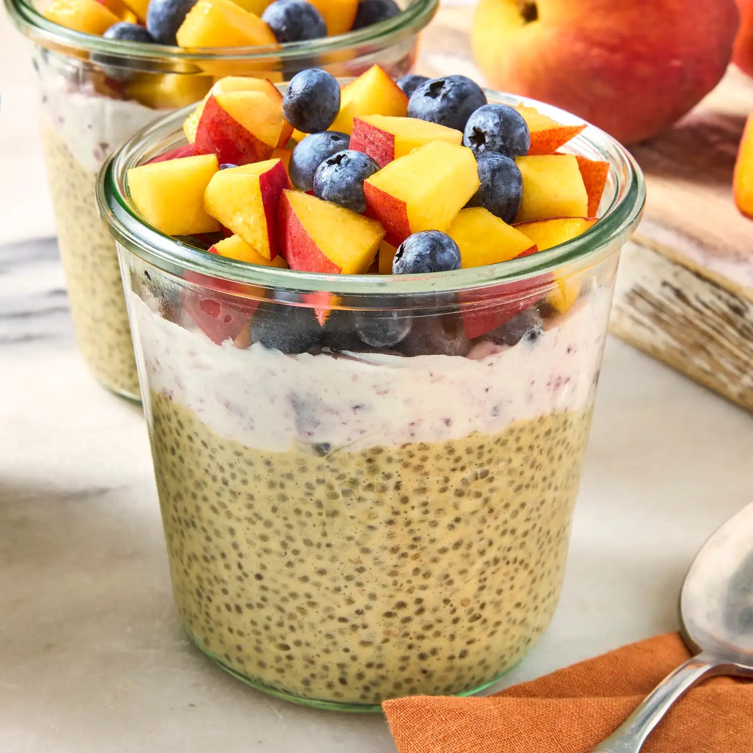 A recipe image of Blueberry-Peach Chia Pudding.