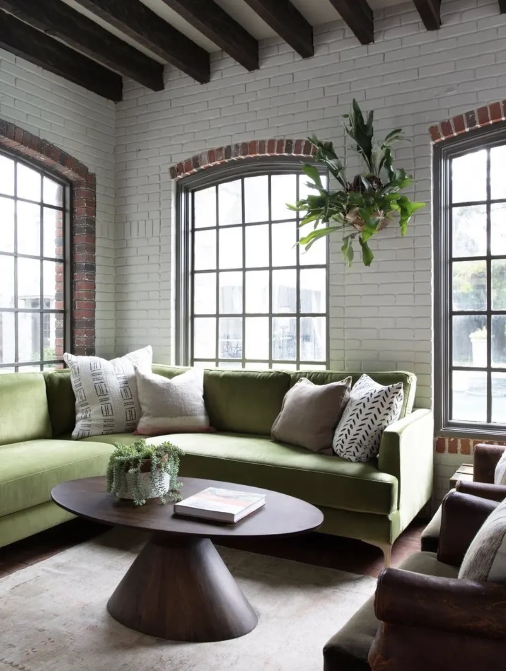 exposed beams in living room