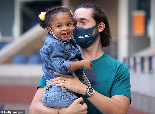 Serena Williams is cheered on by husband Alexis Ohanian and daughter Olympia at US Open, as she defeats Sloane Stephens (photos)