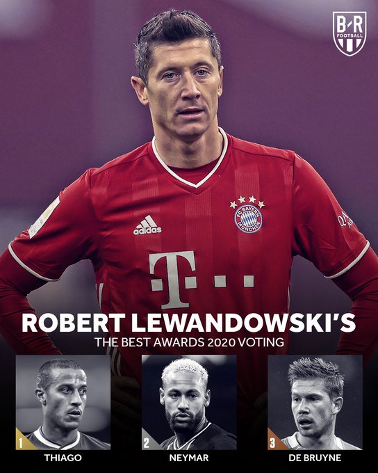 Lewandowski: (Thiago Alcantara, Neymar Jr. and De Bruyne)