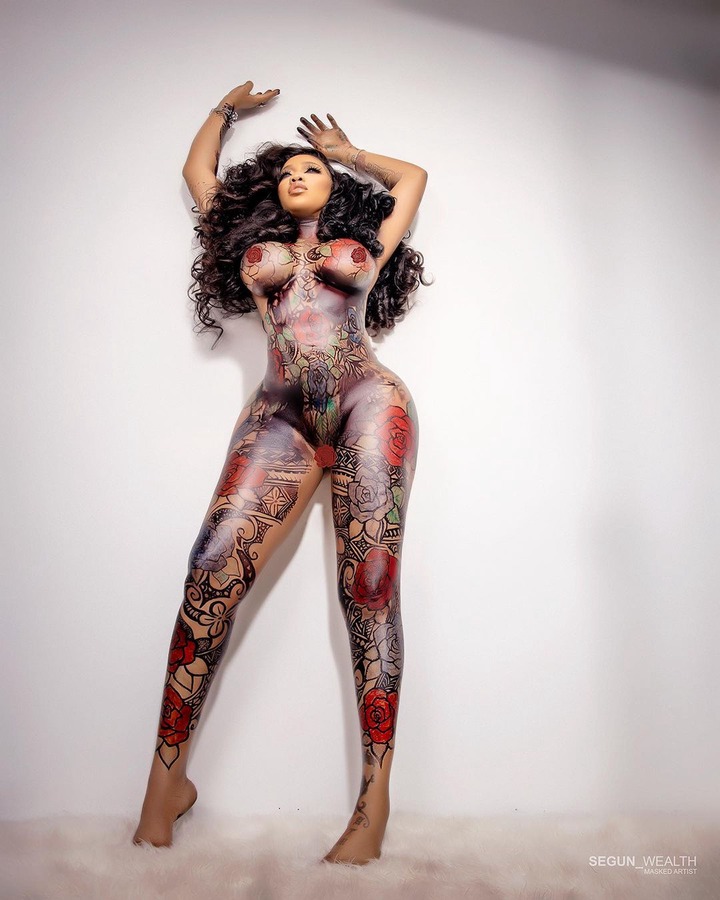 Fashion entrepreneur, Toyin Lawani goes completely naked to show off amazing body art in celebration of her 39th?(photos)