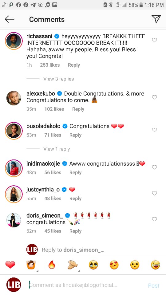 Ebuka, Toke Makinwa, Mo Abudu, others congratulate Banky W and Adesua Etomi on the birth of their first child