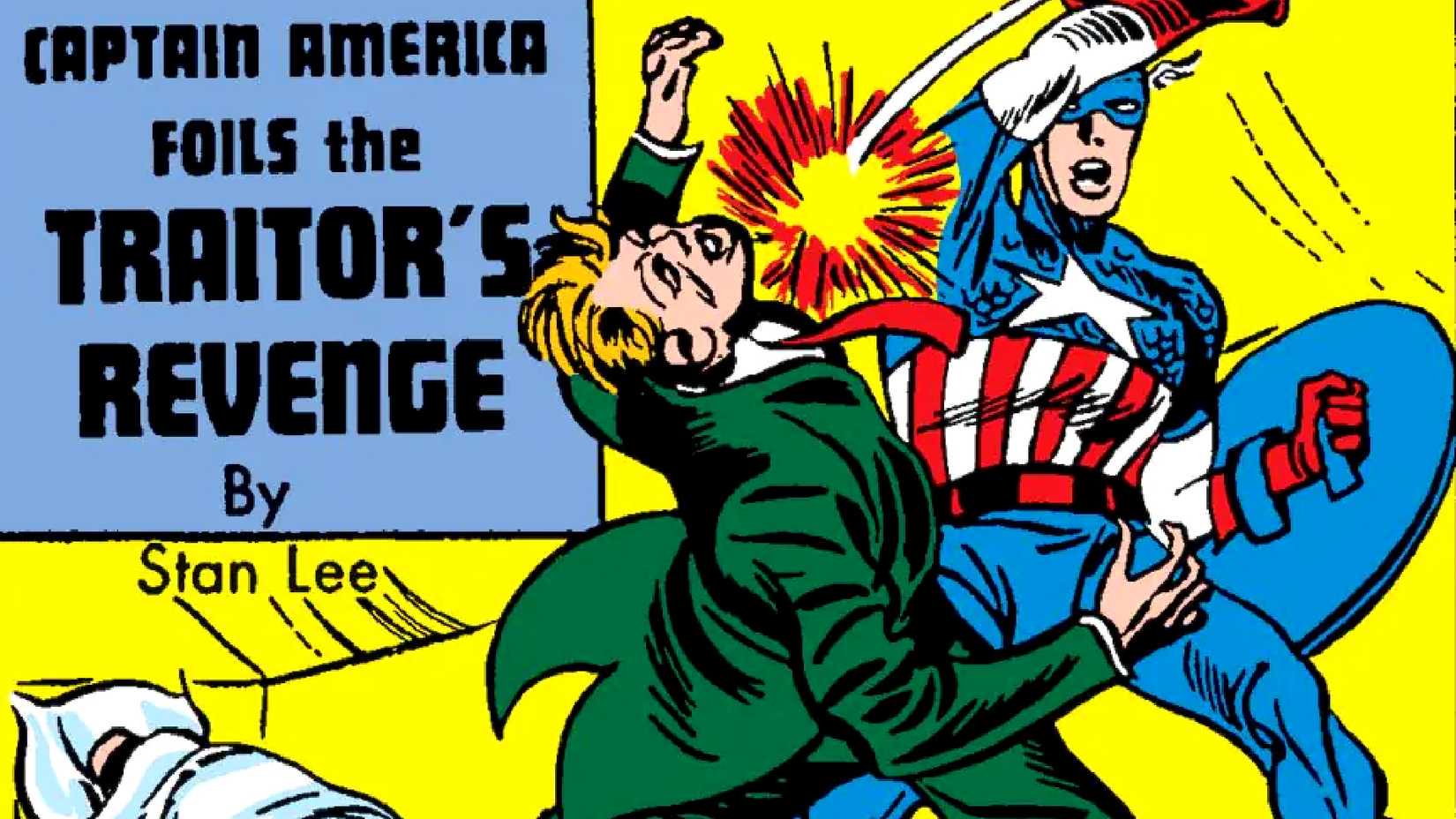 Steve Rogers punches an enemy in Stan Lee's Captain America foils the Traitor's Revenge