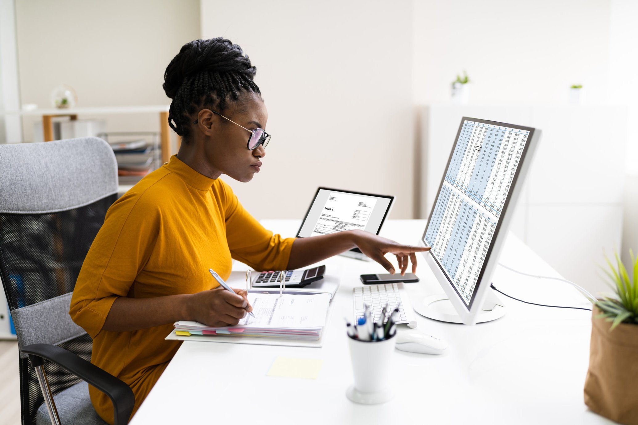 Woman working from home
