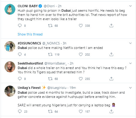 Nigerians praise Dubai police following the release of the video of Hushpuppi?s arrest alongside others 