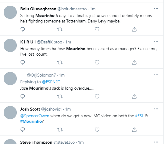  Football fans react to Jose Mourinho
