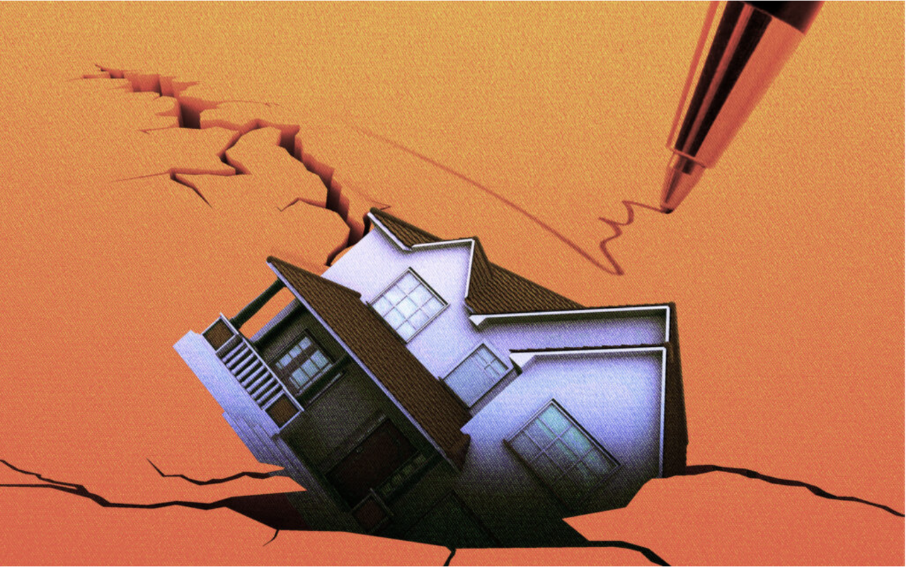 House sinking into the ground
