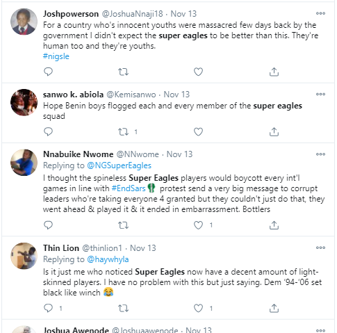 Nigerians react after Super Eagles threw away four-goal lead to draw 4-4 with Sierra Leone in AFCON qualifying match?