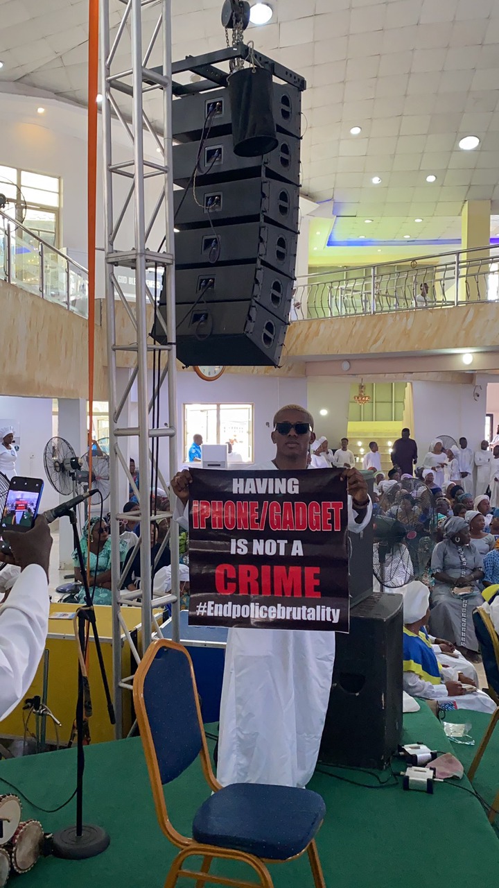 Singer, Small Doctor takes #EndSARS protest to his white garment church in Lagos (photos)