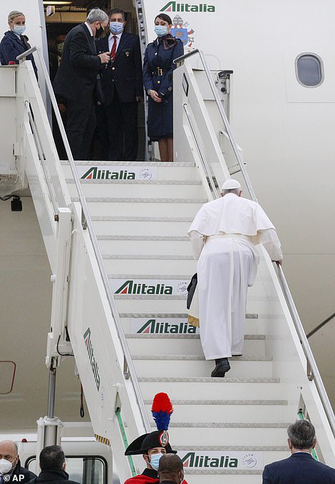 Pope Francis departs from Rome for historic first-ever visit by a pontiff to Iraq (photos)