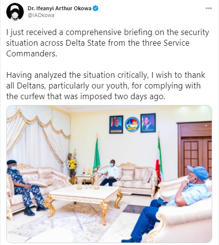 Governor Ifeanyi Okowa eases curfew in Delta state?