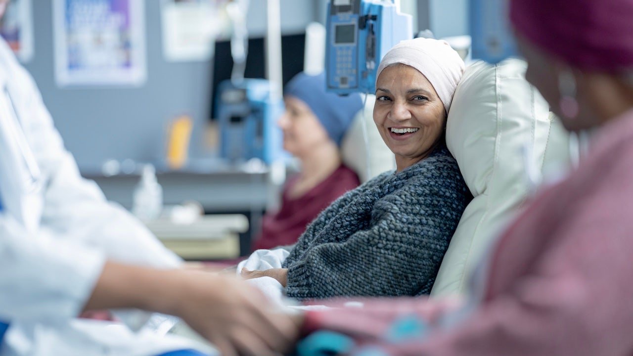 Cancer patient receiving treatment