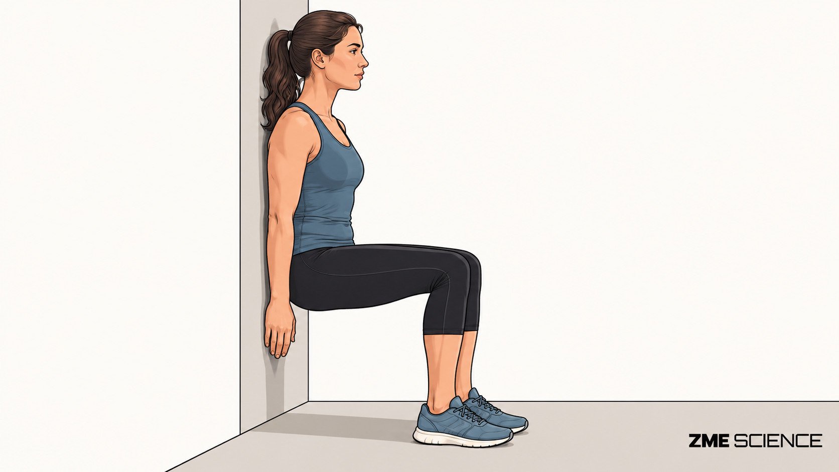 AI illustration of woman performing a wall sit