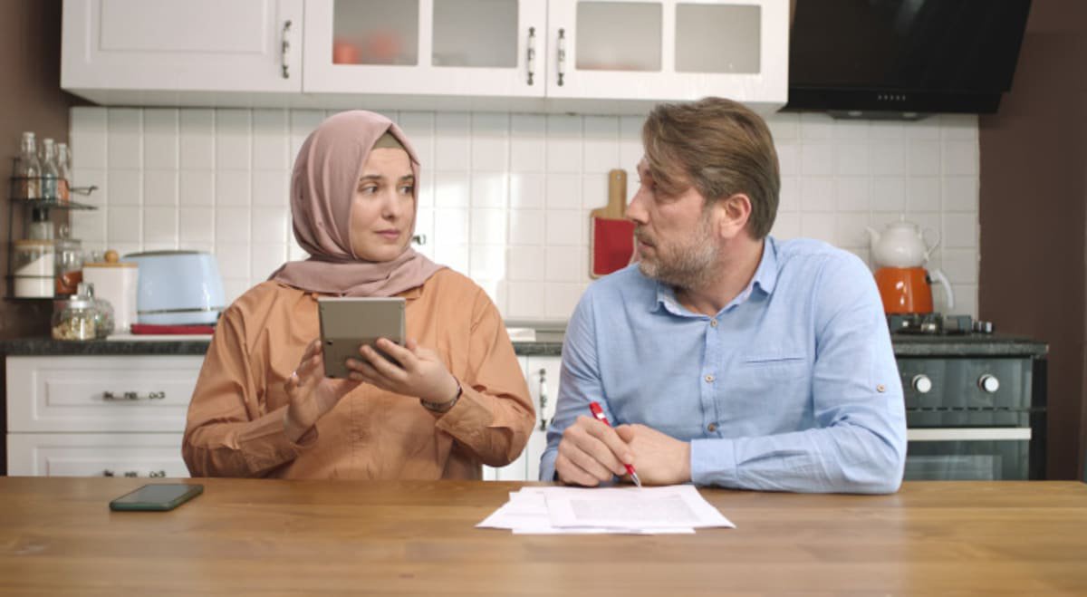 A couple reviewing their finances