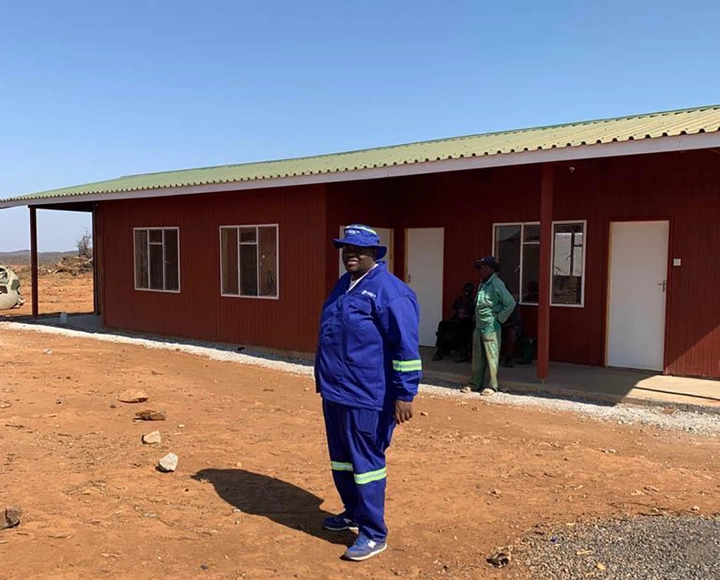New developments ... Intratrek director Wicknell Chivayo in front of the newly-built engineers' office block