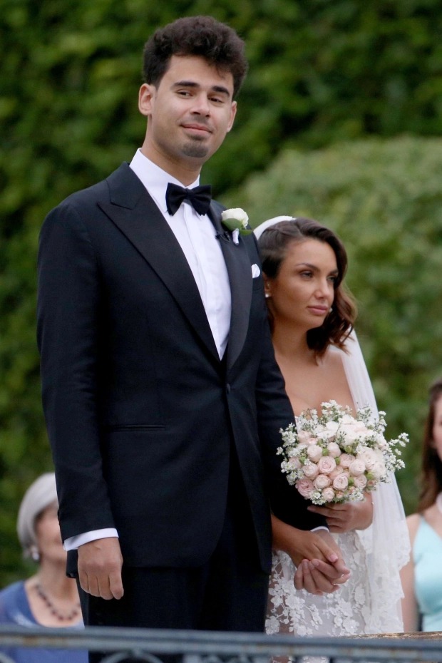 Heiress Elettra Lamborghini stuns in a sheer lace mermaid gown as she marries Dutch DJ Afrojack at a lavish villa in Italy (photos)