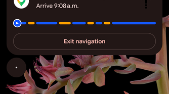 Pixel lock screen showing glanceable directions in Google Maps