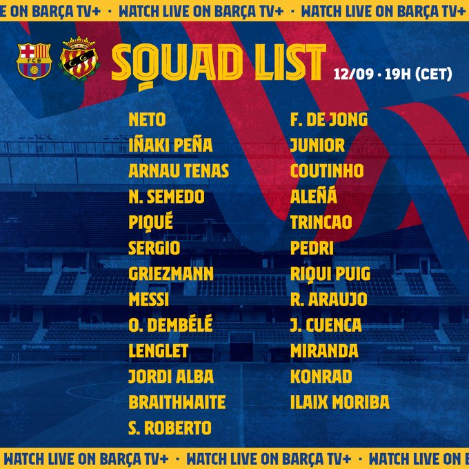 Barcelona 25 man squad list