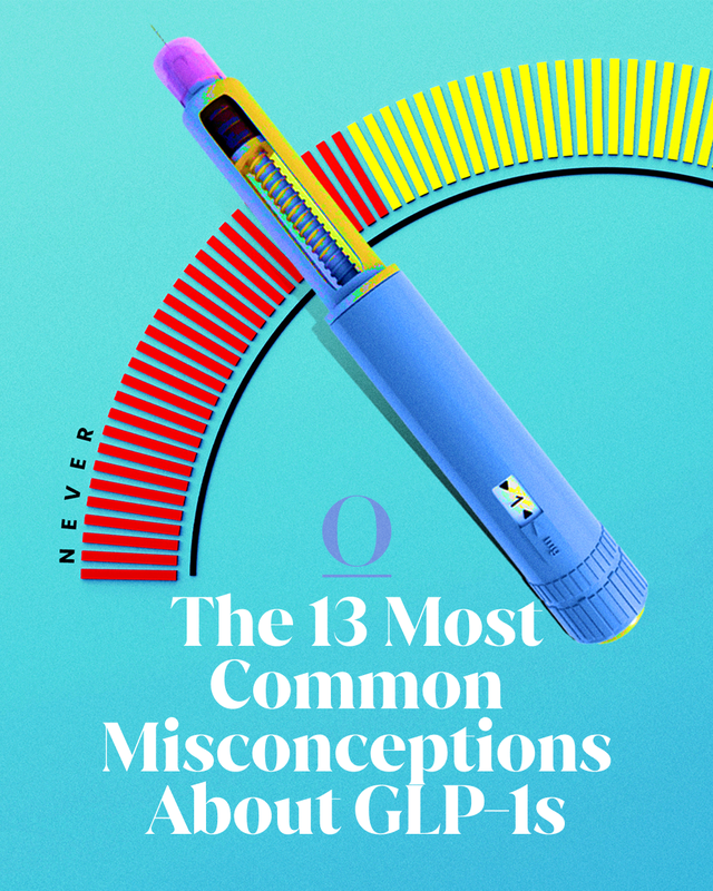 glp 1 pen illustration with text "the 13 most common misconceptions about glp 1s"