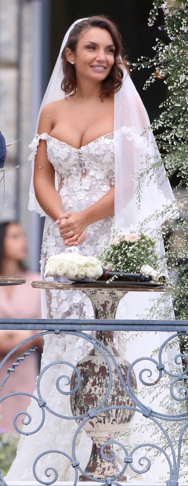 Heiress Elettra Lamborghini stuns in a sheer lace mermaid gown as she marries Dutch DJ Afrojack at a lavish villa in Italy (photos)